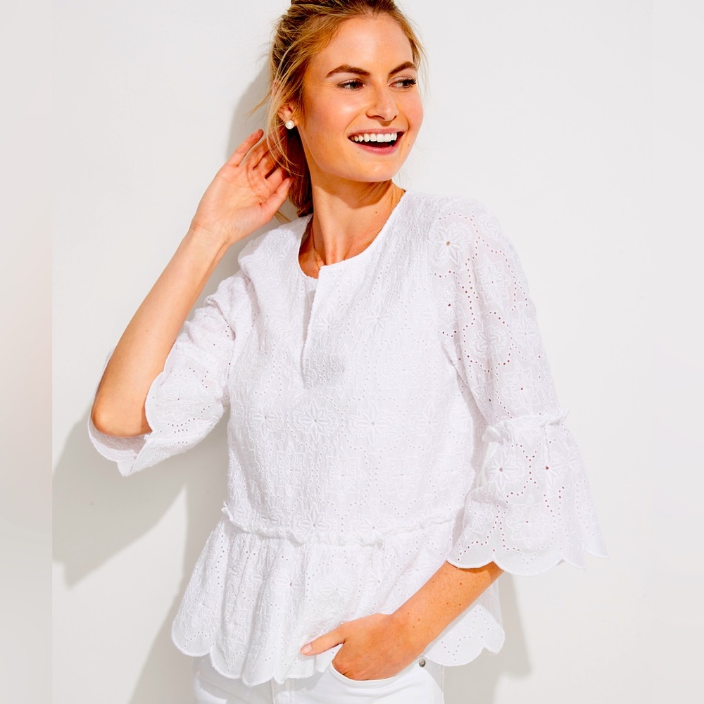 Vineyard Vines Woven Island Eyelet Tiered Top Size XS